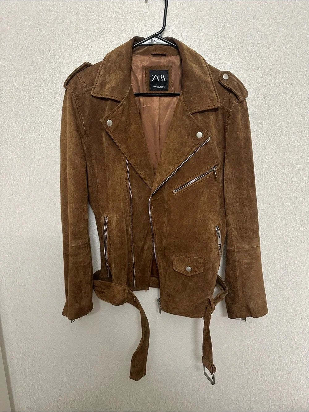 Zara Brown Suede Moto Jacket